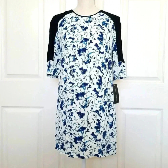 French Connection Dresses & Skirts - French Connection | Blue Floral ¾ Sleeve Dress